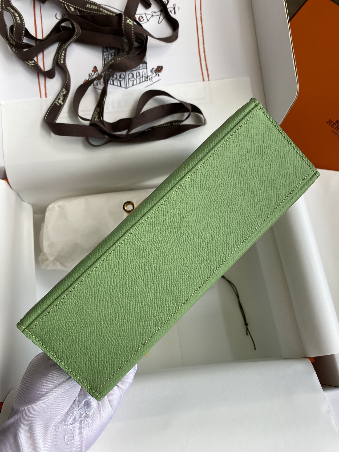 Hermes Mini Kelly Pochette 22cm Bag In Kiwi Green Epsom Leather